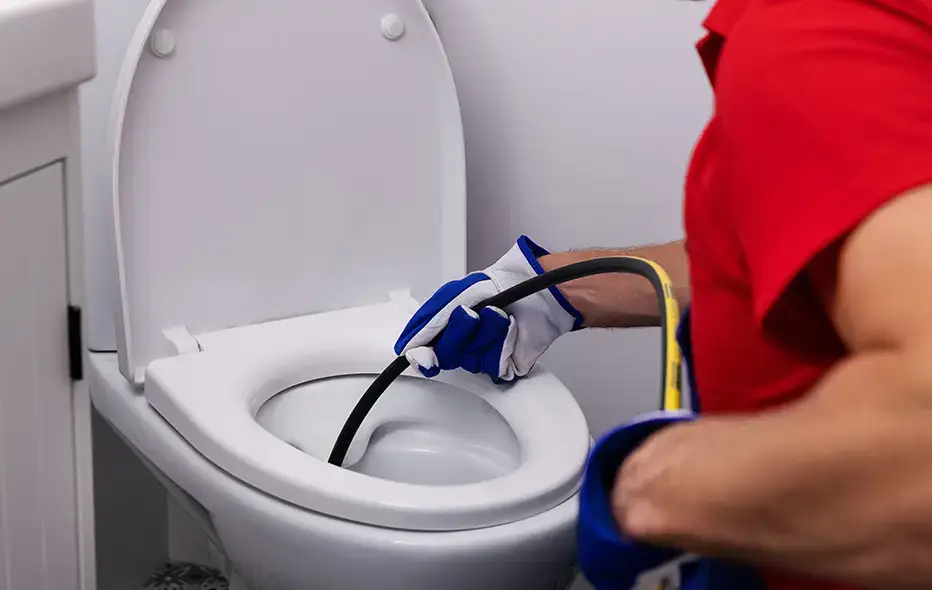 Plumber clearing a sewer line